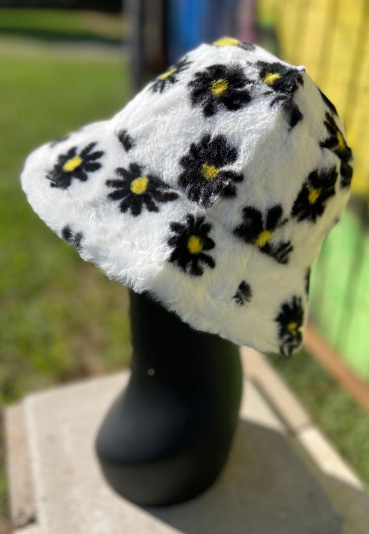 Floral Faux Fur Bucket Hat