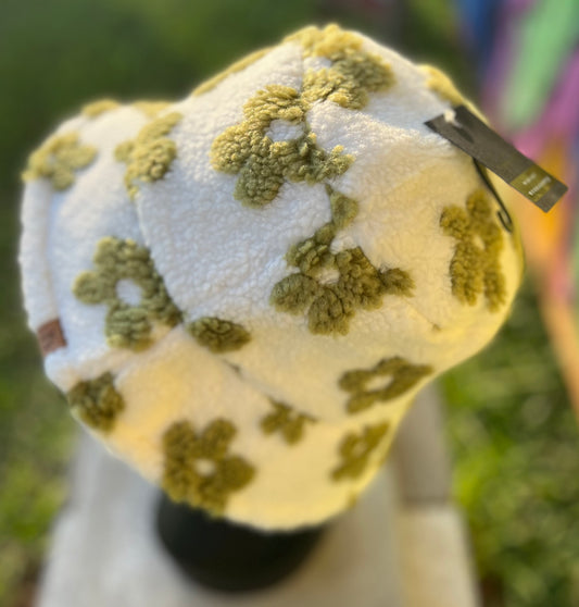 Winter Flower Sherpa Bucket Hat
