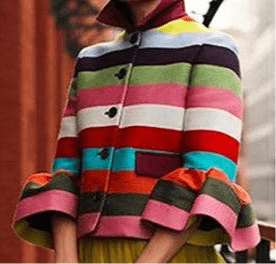 Flared Sleeves Multi-Colored Striped Lapel Jacket