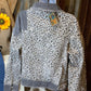 Unishe brand. A distressed corduroy leopard and gray contrast button down jacket with frayed collar.  S, M, L. $35