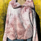 ePretty brand. Tie dye Sherpa jacket in Dark Pink or Light Blue. Floppy collar and short zipper. Deep pockets. S, M, L, XL. $23