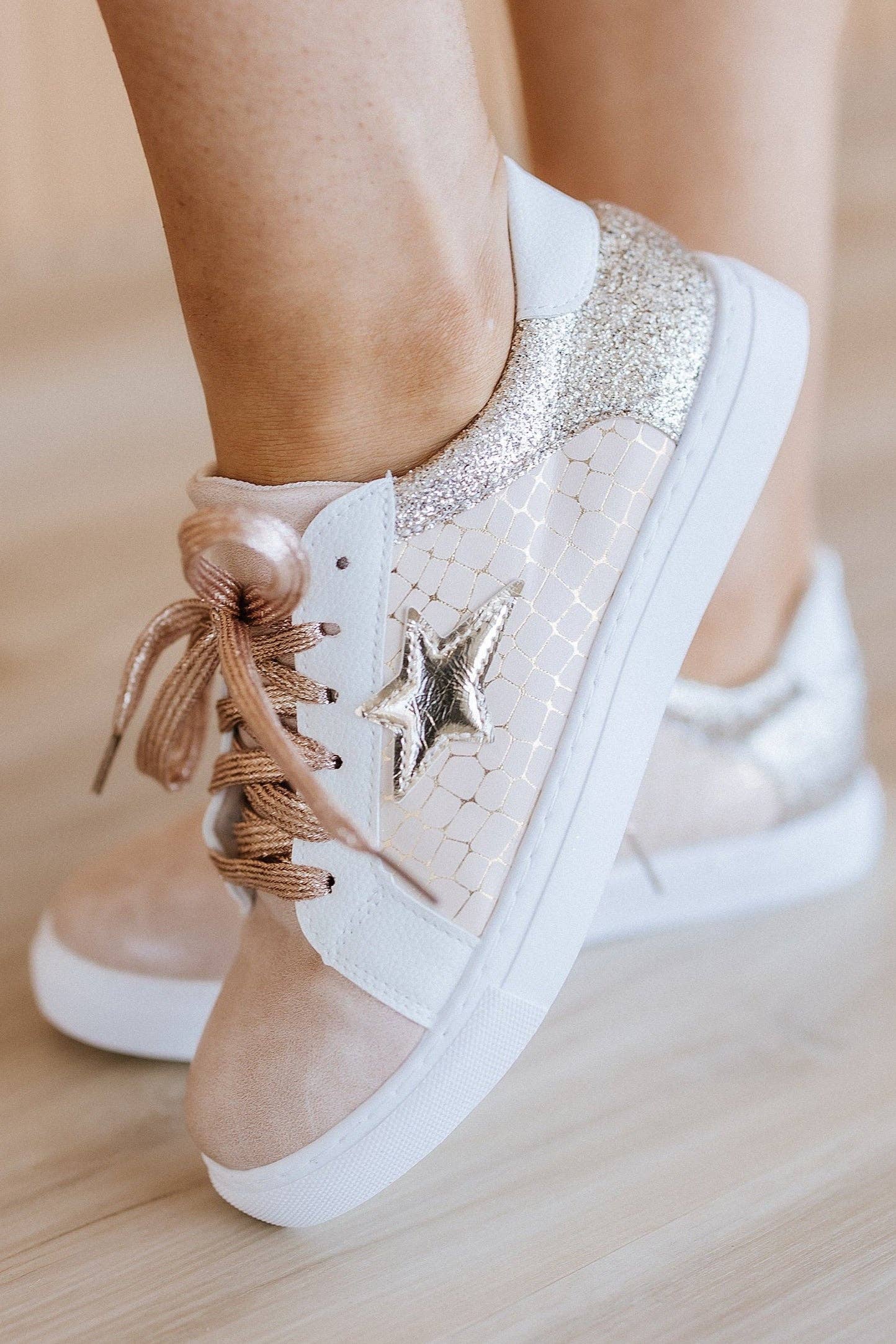 Glitter Star Patchwork Sneakers - the Boujee Sunflower