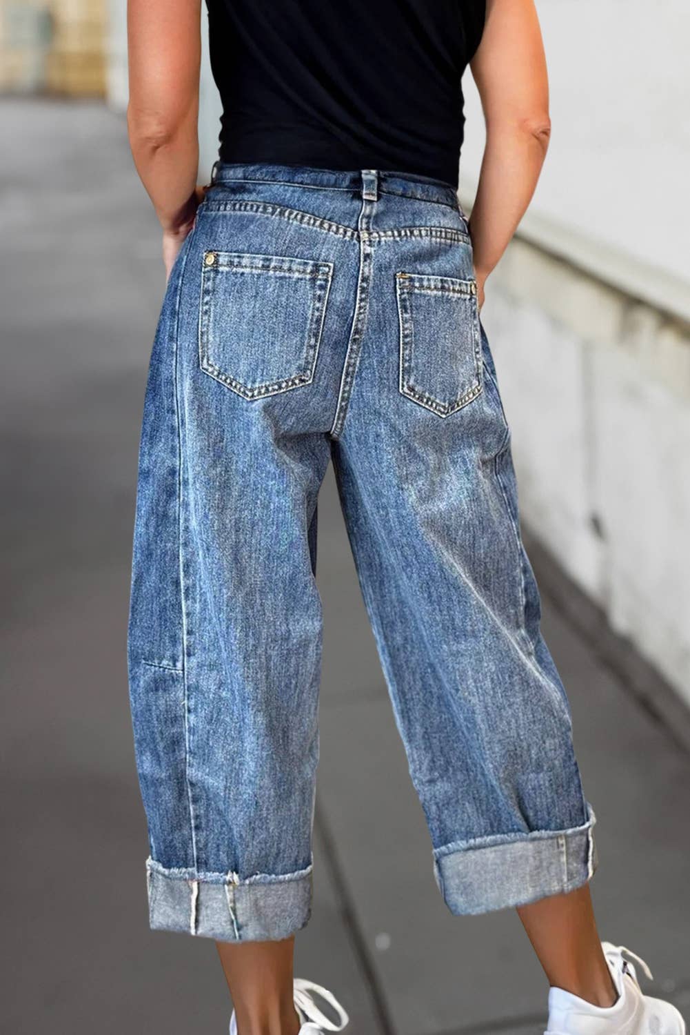 Stitched Raw Hem Wide Leg Loose Jeans | 4-16 - the Boujee Sunflower