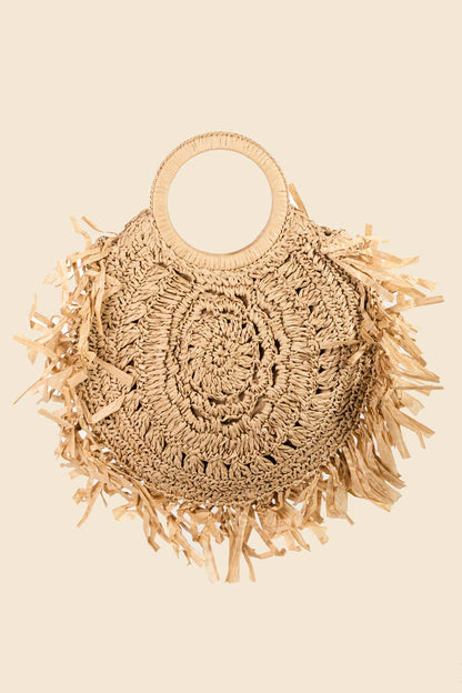 Straw Braided Fringe Bag - the Boujee Sunflower