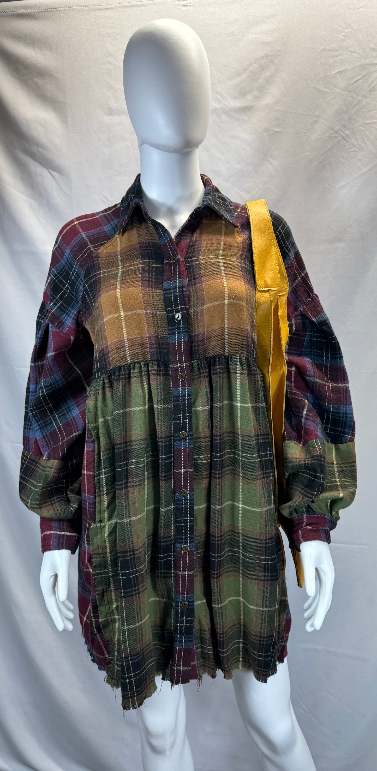 Mixed Checkered Woven Babydoll Dress/Top