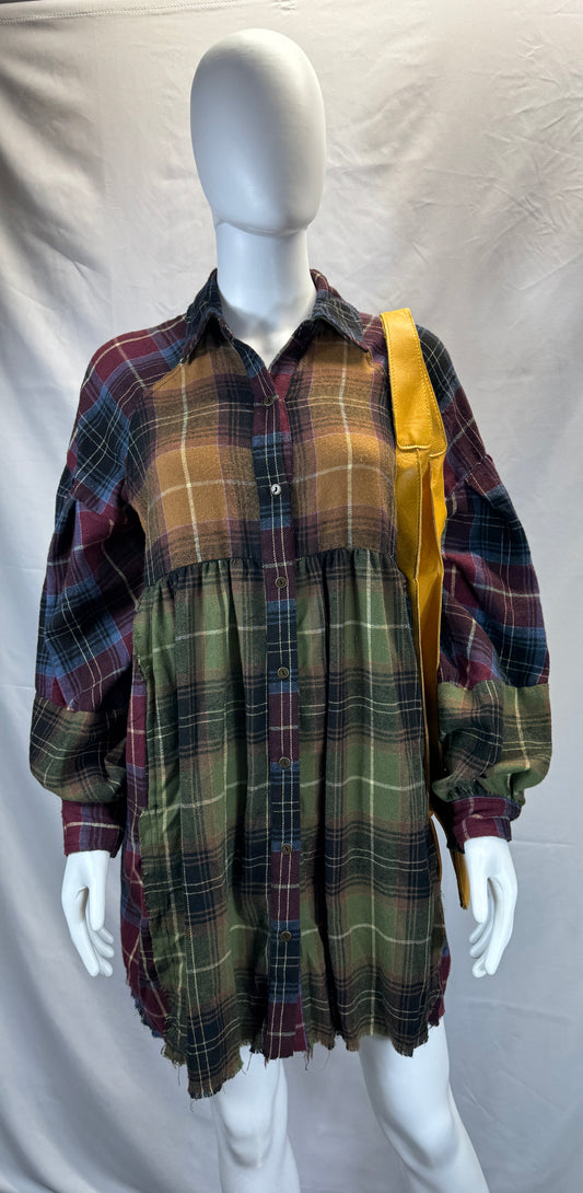 Mixed Checkered Woven Babydoll Dress/Top