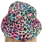 Tie Dye Leopard Patterned Faux Fur Bucket Hat