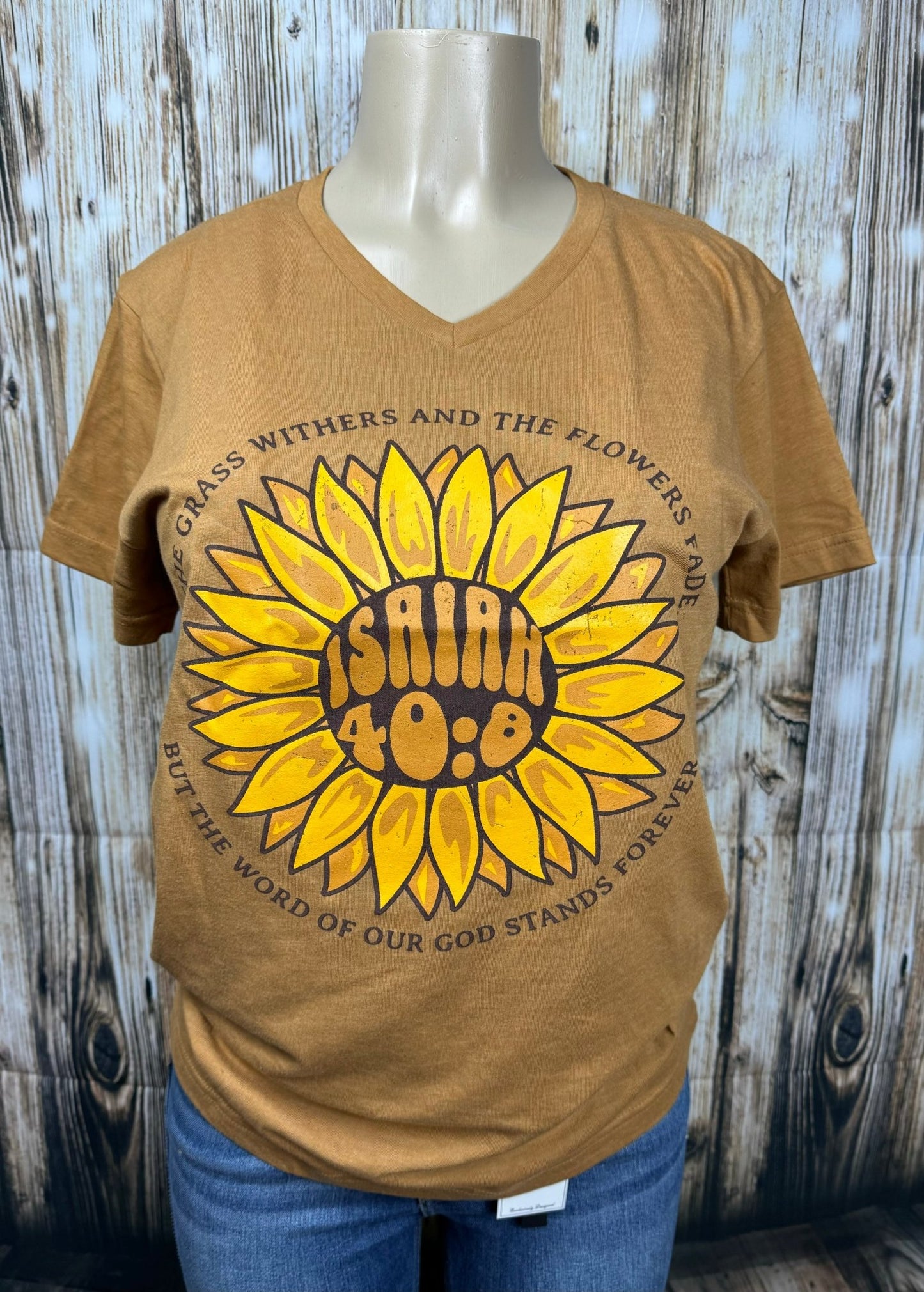 Isaiah 40:8 Sunflower V-Neck - the Boujee Sunflower