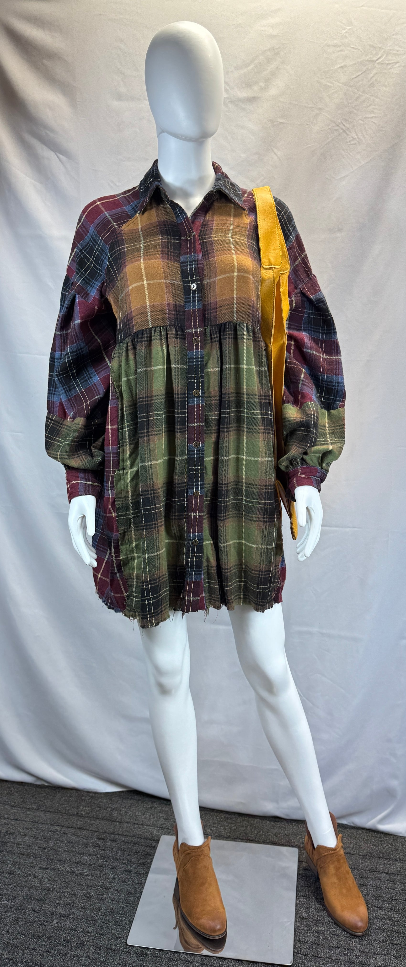 Mixed Checkered Woven Babydoll Dress/Top