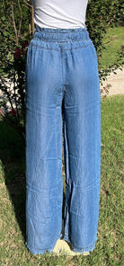 42POPS brand. These Chambray pants have a paper bag waist, pockets and a wide leg design. S, L, XL $32.75