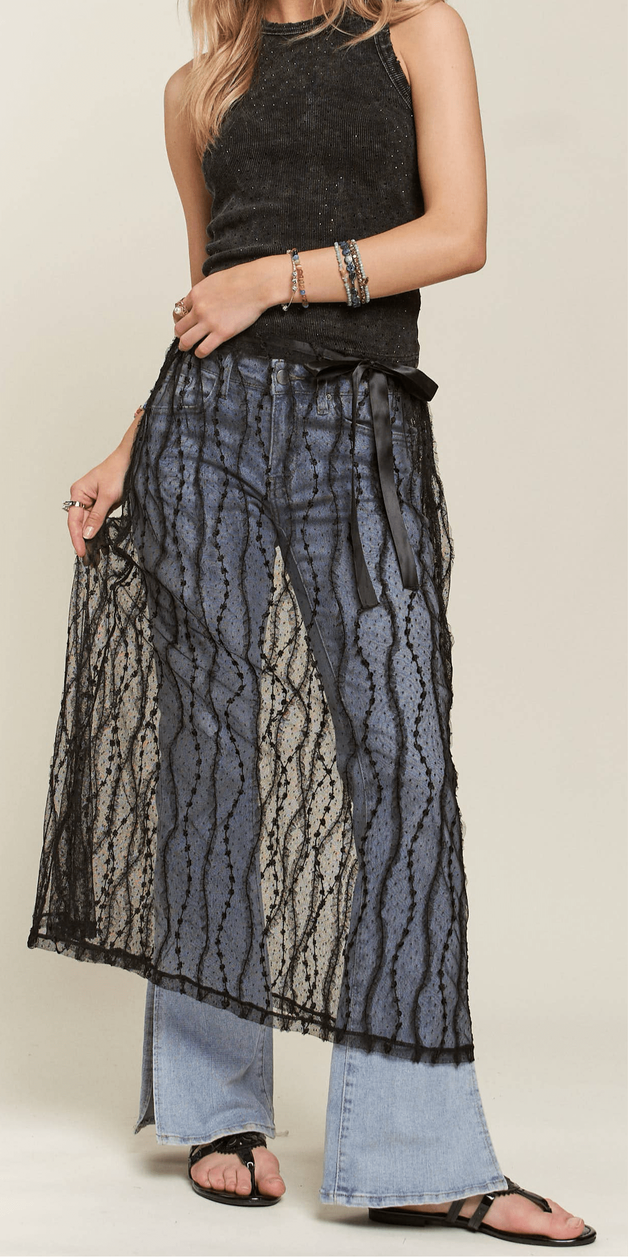 SHEER LAYERED MESH SKIRT