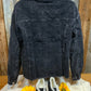 Vanilla Monkey brand. Black washed corduroy jacket with metal buttons. Frayed bottom hem. S, M, L $40.