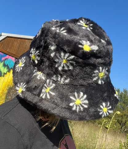 Floral Faux Fur Bucket Hat - the Boujee Sunflower