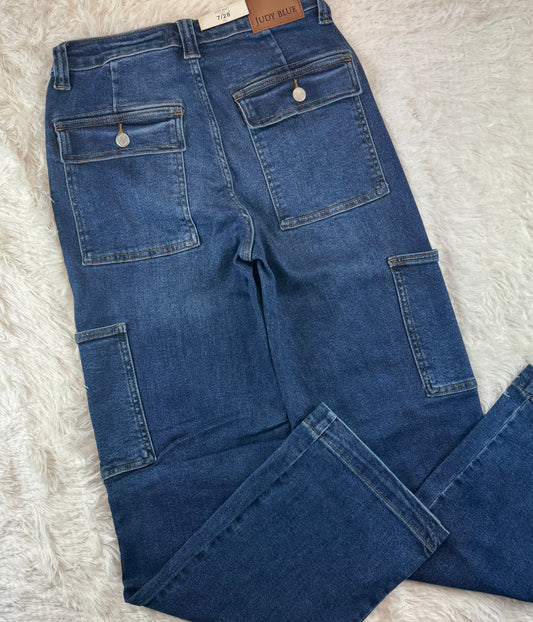 Judy Blue Cargo Jeans - the Boujee Sunflower