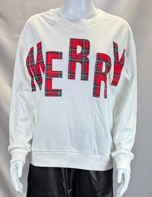 Merry Letter Patchwork Sweatshirt
