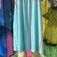 Anna-Kaci brand. Boho turquoise and floral print dress. Classic silhouette and above knee length. 95% polyester. 5% Elastane. S, M, XL $32