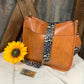 LivFoxy brand. Tan color with leopard print strap Sydney crossbody. Outer open pocket and zippered pouch. $35