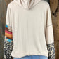 Lovely J. Aztec and animal print design contrasting with solid beige top with drawstring hoodie.  Small $15