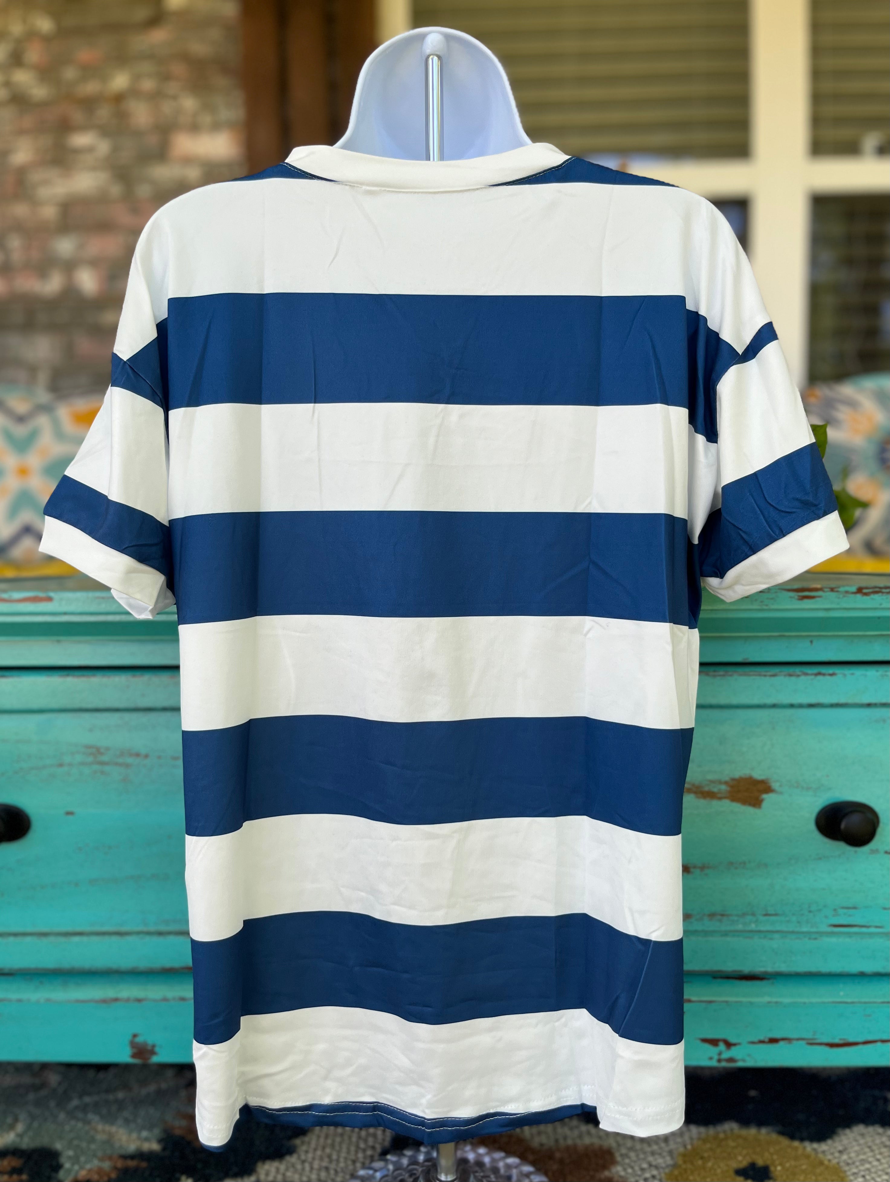 Blue and White Striped Tee - the Boujee Sunflower