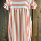 ESLEY brand. Blush and white striped babydoll dress with ruffled sleeve detail and tapered fit. L $10