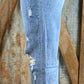 VERVET by FLYING MONKEY brand. Distressed Stretch Boyfriend Jeans with stretchy, slouchy fit and double cuff hem.