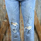 VERVET by FLYING MONKEY brand. Distressed Stretch Boyfriend Jeans with stretchy, slouchy fit and double cuff hem.