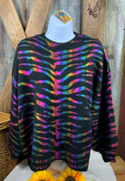 And The Why brand. Black long sleeved holographic zebra striped sweater. S/M or M/L. $35