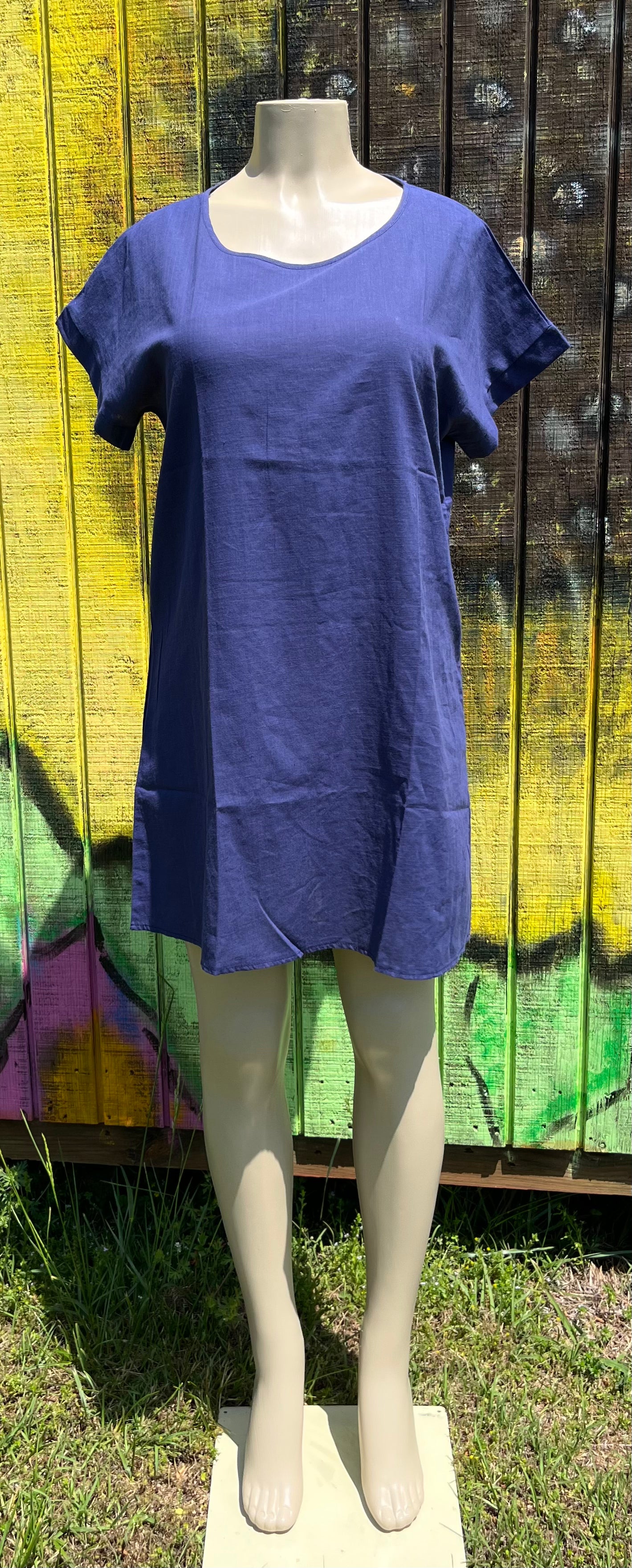 Origin Hey brand. This navy casual loose fit dress is unlined and relaxed fit. S, M, L, XL. $22