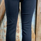 KanCan brand. These black skinny jeans are high rise with button fly. So stretchy that downsizing is suggested.