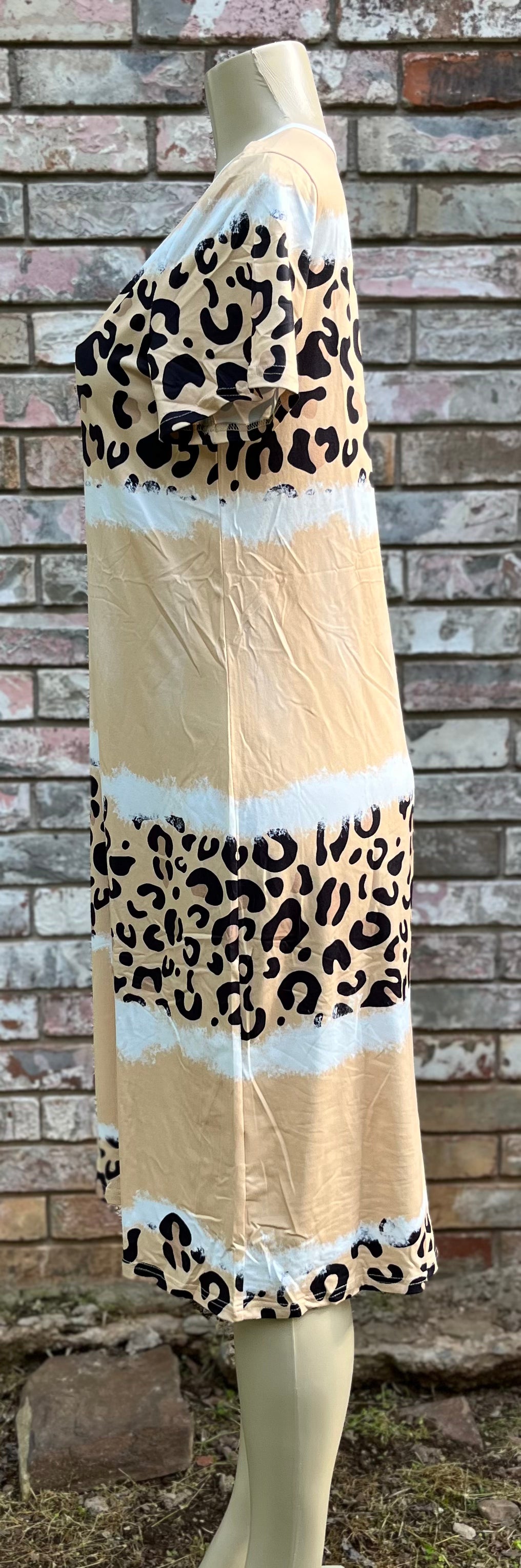 Cream Leopard T-shirt Dress - the Boujee Sunflower