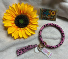 REMOVED BRAND brand. Hot pink leopard key ring and tassel with gold tone rings. $8