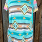 Celeste Clothing brand. This mint top has Aztec and mixed pattern multicolored designs and colorful chevron short sleeves.