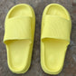 Shop Lev brand. Yellow rubber platform slides with cushioned design and shock absorption and anti-slip sole. Durable and quick drying. Sizes: 6, 7 8, 9, 10. $15