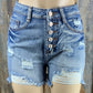 Lu fun brand. Distressed, frayed hem shorts with button fly. M, L, XL $33