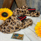 LivFoxy brand. These slipper sandals feature a plush, soft upper and a lightweight platform. leopard, blush, tie dye or black