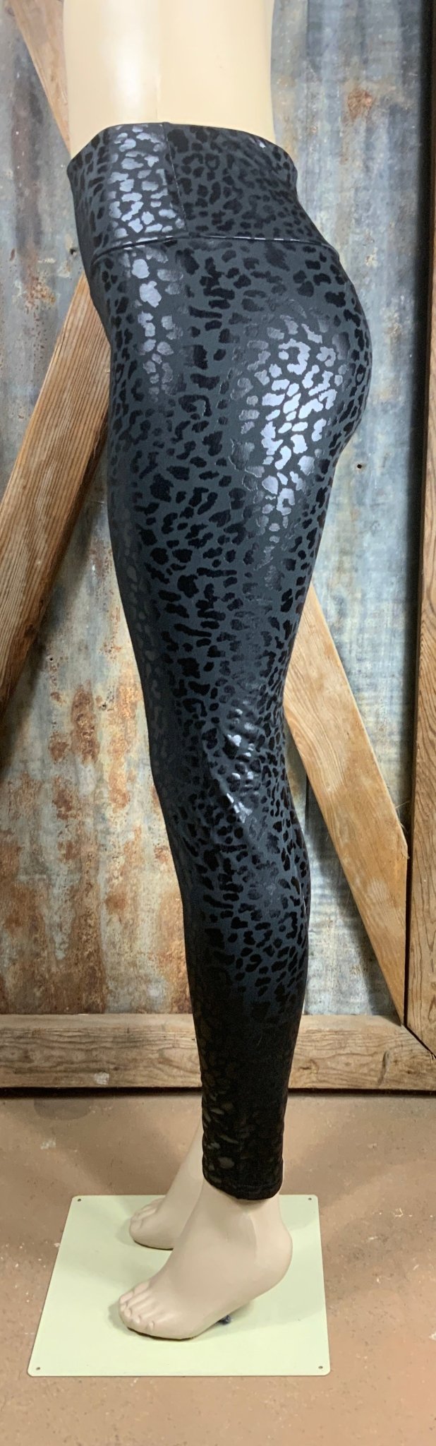 Blushing Owl Co brand. Shiny black leopard print leggings with high waist. S, M, L, XL. $20