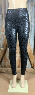 Blushing Owl Co brand. Shiny black leopard print leggings with high waist. S, M, L, XL. $20