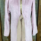 Melody brand. Mid-length, open front, ribbon tie fleece wrap in Lavender.  S, M, L $35