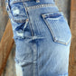 Lu fun brand. Distressed, frayed hem shorts with button fly. M, L, XL $33