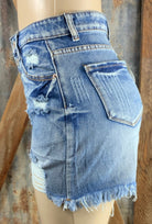 Lu fun brand. Distressed, frayed hem shorts with button fly. M, L, XL $33