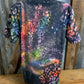 REMOVED BRAND. Reversed bleach tie dye black Bella Canvas tee. Multicolored psychedelic leopard and speckles. S $15