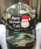 La Plaza Mall brand. Santa "Merry Christmas Y'all" patch camo trucker hat. $10